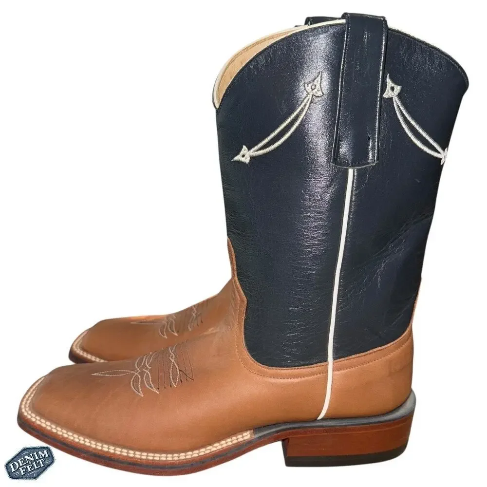 Anderson‎ Bean Horse Power Brown/Blue Square Toe Rewind to 89 Cowboy Boots X1006
